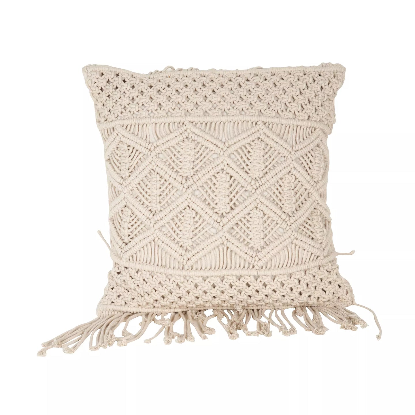 Hand Made Macrame Cushion With Cover 16 x 16 inches - Leechoo